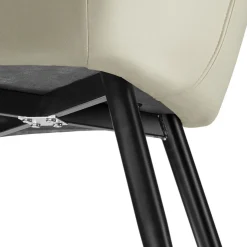 Chaise rembourrée avec revêtement en tissu pied acier crème/noir