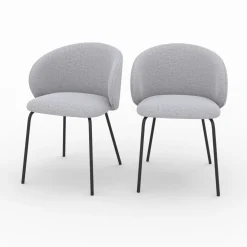 Chaise Victoria en tissu et pieds en métal (lot de 2)