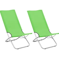 Chaises de plage pliables lot de 2 Vert Tissu