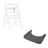Chaises hautes Alpha+B Blanc + Accessoires de chaise haute en bois Alpha Wooden Tray Charcoal