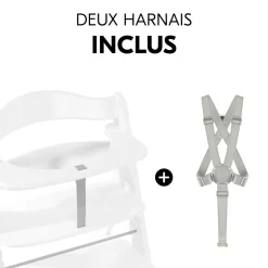 Chaises hautes Alpha+B Blanc + Accessoires de chaise haute en bois Alpha Wooden Tray Charcoal