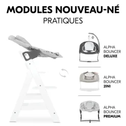 Chaises hautes Alpha+B Blanc + Accessoires de chaise haute en bois Alpha Wooden Tray Charcoal