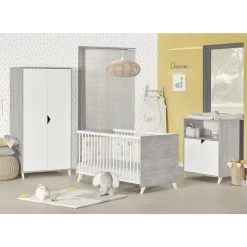 Chambre bébé complète évolutive SCANDI, coloris gris