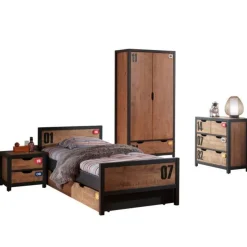 Chambre Complète Enfant 5P Alex Marron & Noir