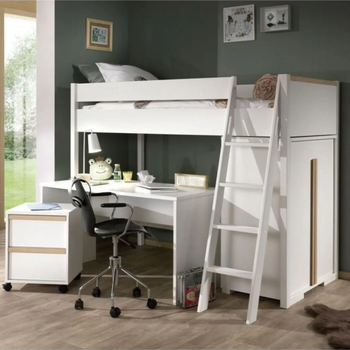 Chambre Complète Enfant 4P London 90x200cm Blanc