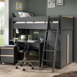Chambre Complète Enfant 4P London 90x200cm Anthracite