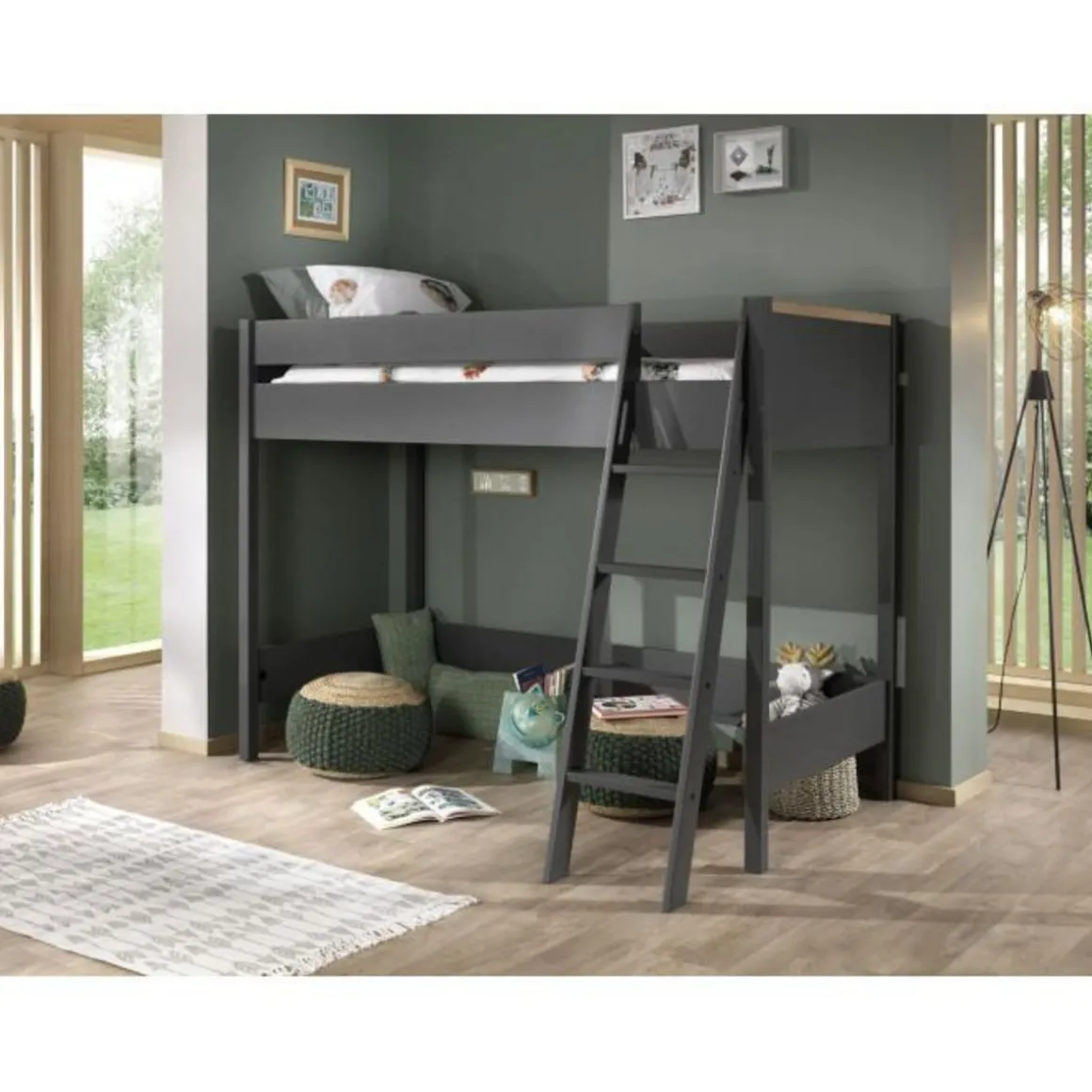 Chambre Complète Enfant 4P London 90x200cm Anthracite