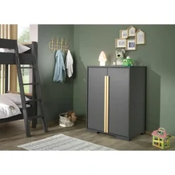 Chambre Complète Enfant 4P London 90x200cm Anthracite