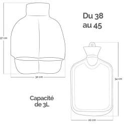 Chauffe pieds bouillotte douce 3 litres, déhoussable et antidérapant