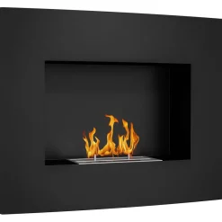 Cheminée bioéthanol encastrable design - 0,9L - 66 x 16 x 52 cm - acier inox. noir