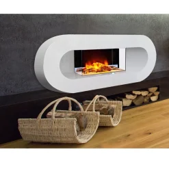 Cheminée électrique 2000w blanc - ovalia