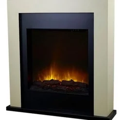 Cheminée électrique 2000w crème et noir - avoriaz