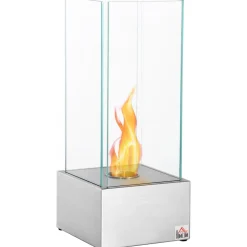 Cheminée portable à poser bioéthanol avec réservoir 0,4 L couverture 15 m² - dim. 25L x 25l x 60H cm