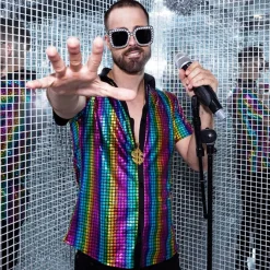 Chemise disco Diamond arc-en-ciel - Homme - XXL