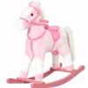 Cheval à bascule cheval de cowboy effet sonore selle rênes rose blanc