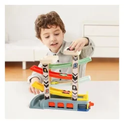 Circuit Automobile - TOP BRIGHT - 4 Voitures de Course - 4 Rampes - 2 Niveaux de Parking - Station-Service