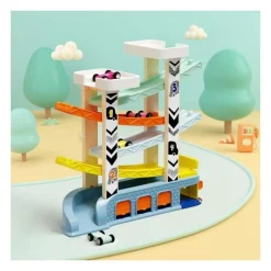 Circuit Automobile - TOP BRIGHT - 4 Voitures de Course - 4 Rampes - 2 Niveaux de Parking - Station-Service