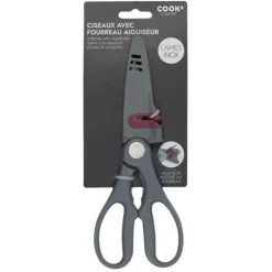 Ciseaux de Cuisine Fourreau Aiguiseur 24cm Gris