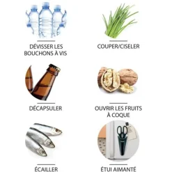 Ciseaux de Cuisine Aimanté Multifoncton 22cm Taupe