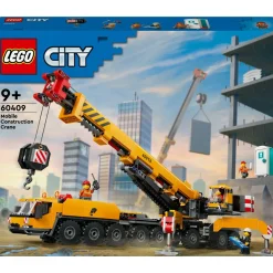 City 60409 - La Grue de Chantier Mobile Jaune - Set de Construction - Cadeau Créatif pour Garçons et Filles dès 9 Ans - Flèche Télescopique et 4 Minifigurines d'Ouvriers pour le Jeu de Rôle