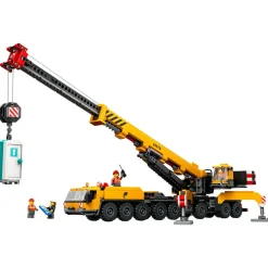 City 60409 - La Grue de Chantier Mobile Jaune - Set de Construction - Cadeau Créatif pour Garçons et Filles dès 9 Ans - Flèche Télescopique et 4 Minifigurines d'Ouvriers pour le Jeu de Rôle