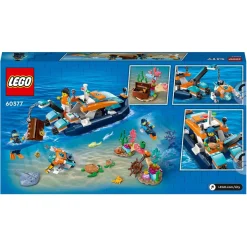 City 60377 - Le Bateau d'Exploration Sous-Marine, Jouet avec Mini Sous-Marin, Requin, Crabe, Tortue, Raie et Figurines Animaux Marins, Set de Plongée Sous-Marine