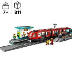 City 60423 - Le Tramway et la Station du Centre-ville - Véhicules pour Enfants Garçons et Filles dès 7 Ans, Idée Cadeau d'Anniversaire pour les Fans de Transport