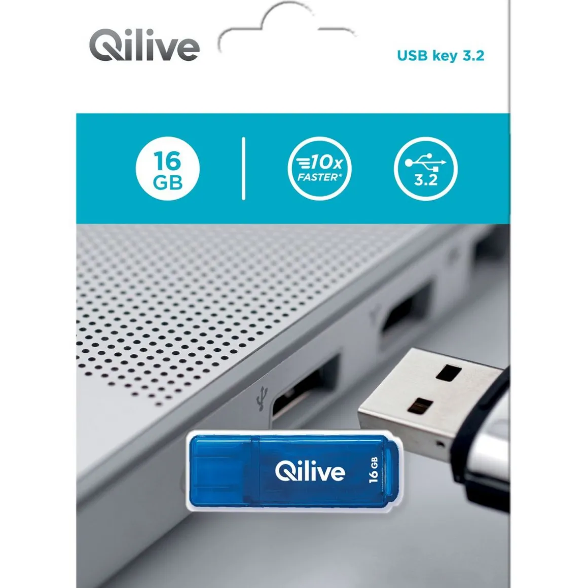 Clé USB 16 GO USB 3.2 K103 - Bleu