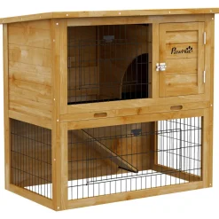 Clapier à lapin cage à lapin 2 étages 3 portes verrouillables bois pré-huilé