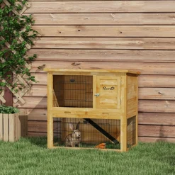 Clapier à lapin cage à lapin 2 étages 3 portes verrouillables bois pré-huilé