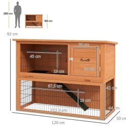 Clapier à lapin cage à lapin 2 étages 3 portes verrouillables bois pré-huilé