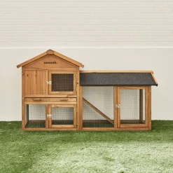 Clapier en bois Hotot pour lapin et autres rongeurs. 4 lapins. cage à lapin avec enclos. espace intérieur et extérieur. poulailler
