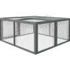 Clapier pliable avec poignée - cage à lapin - toit ouvrant, porte - 110 x 105 x 50 cm - acier bois gris