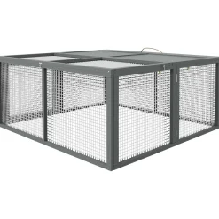 Clapier pliable avec poignée - cage à lapin - toit ouvrant, porte - 110 x 105 x 50 cm - acier bois gris