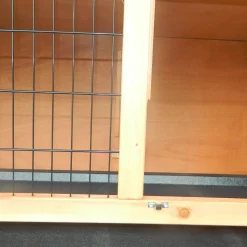 Clapier sur pieds cage à lapin double niveau plateaux excréments coulissants 4 portes verrouillables dim. 137L x 50l x 93H cm bois massif pin toit bitumé vert