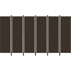 Cloison de separation 6 panneaux Marron 300x180 cm