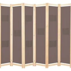 Cloison de separation 6 panneaux Marron 240 x 170 x 4 cm Tissu