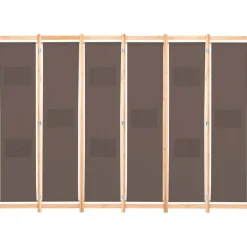 Cloison de separation 6 panneaux Marron 240 x 170 x 4 cm Tissu