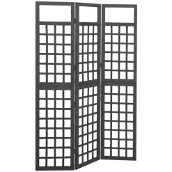 Cloison de separation a 3 panneaux Bois de pin Noir 121x180 cm