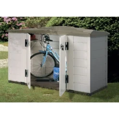 Coffre de rangement jardin rangement à vélo résine - 1930L - Beige et marron clair - BOX EVO 200