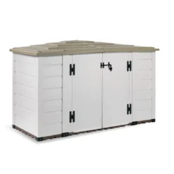 Coffre de rangement jardin rangement à vélo résine - 1930L - Beige et marron clair - BOX EVO 200