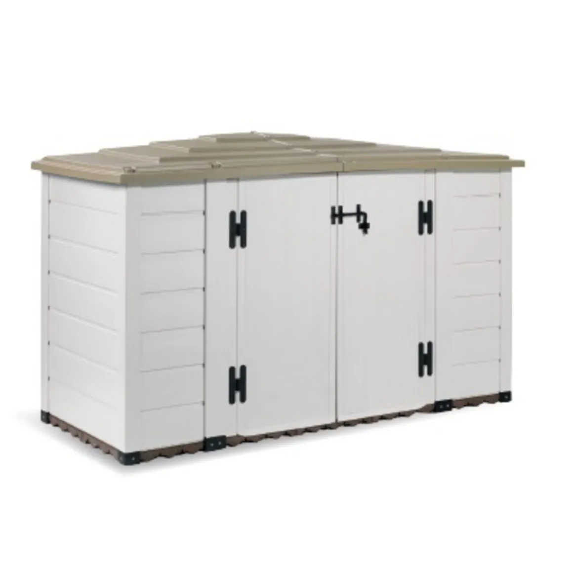 Coffre de rangement jardin rangement à vélo résine - 1930L - Beige et marron clair - BOX EVO 200