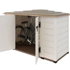 Coffre de rangement jardin rangement à vélo résine - 1930L - Beige et marron clair - BOX EVO 200