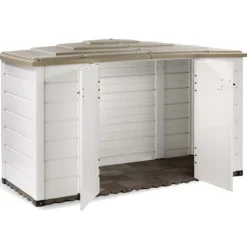 Coffre de rangement jardin rangement à vélo résine - 1930L - Beige et marron clair - BOX EVO 200