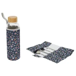 Coffret Bouteille & Couverts Pochette 50cl Bleu