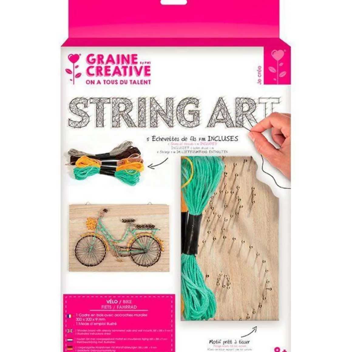 Coffret cadre en bois String Art 30 x 20 cm - Bicyclette