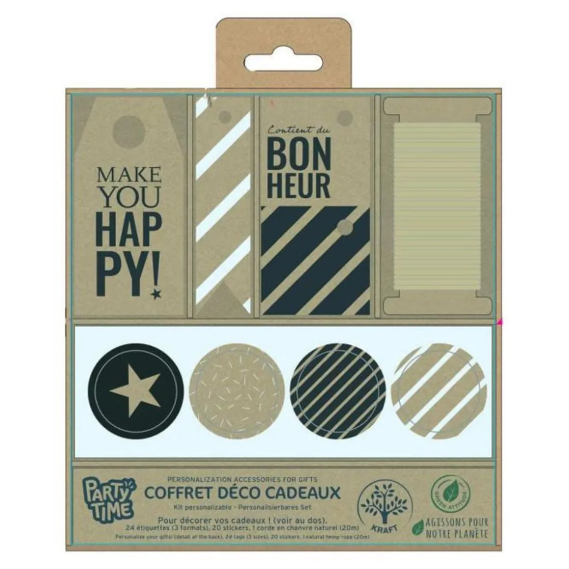 Coffret Déco Cadeaux Kraft 30cm Marron