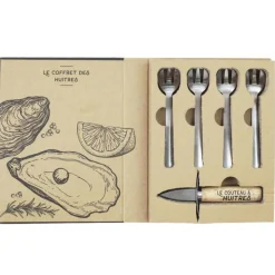 Coffret Huîtres Couteau & 4 Fourchettes 14cm Naturel