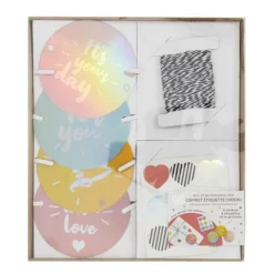 Coffret Étiquettes Cadeau 4 Motifs 22cm Multicolore