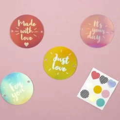 Coffret Étiquettes Cadeau 4 Motifs 22cm Multicolore